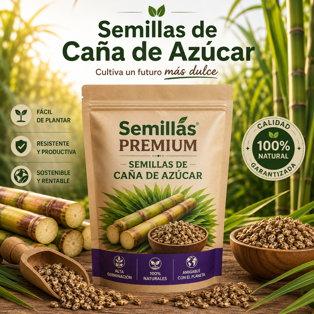 Semillas Premium de Caña de Azúcar 🌱 con alta germinación importadas (Bolsa 1 KG)