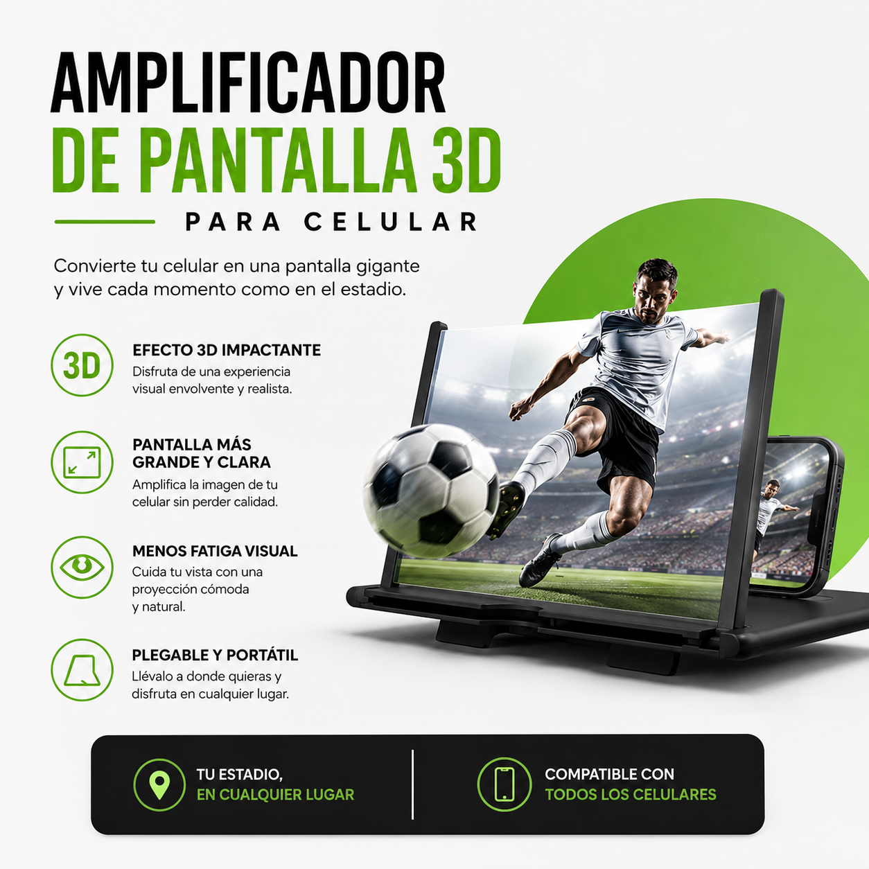 AMPLIFICADOR DE PANTALLA 3D PARA CELULAR + ENVÍO GRATIS 🚚 Transforma tu telefono en una tablet o cine portatil